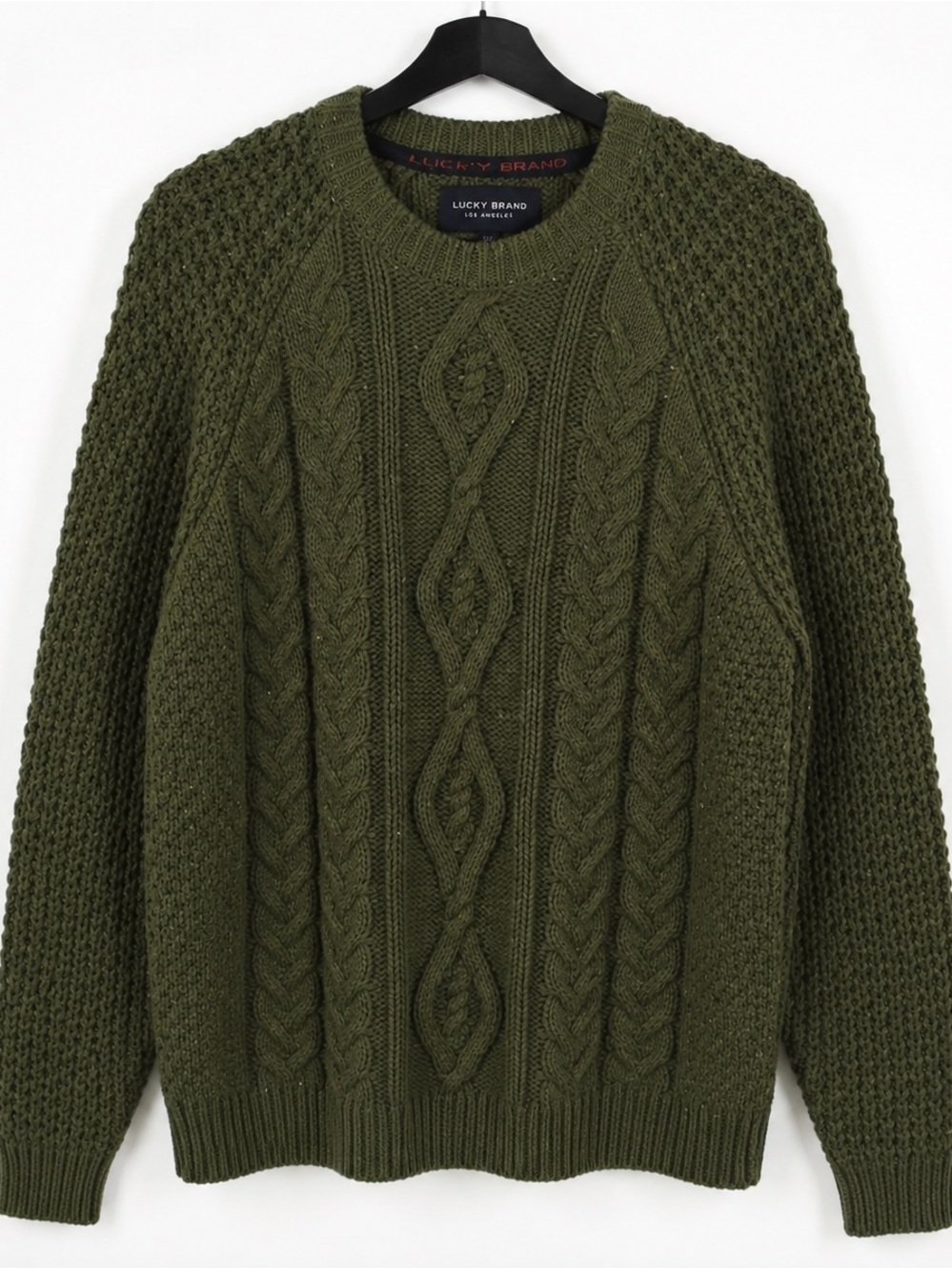 Lucky Brand Men’s XL Olive Cable Knit Sweater